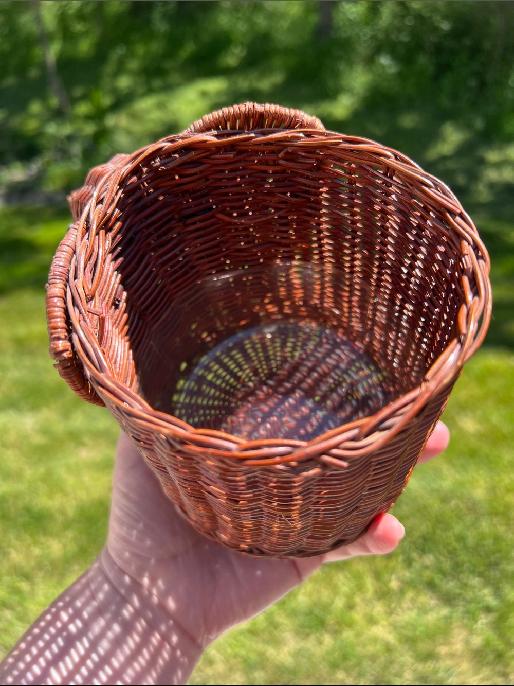 Vintage Boho MCM Kitsch Elephant Wicker Rattan Woven Planter Basket - Picture 4 of 7